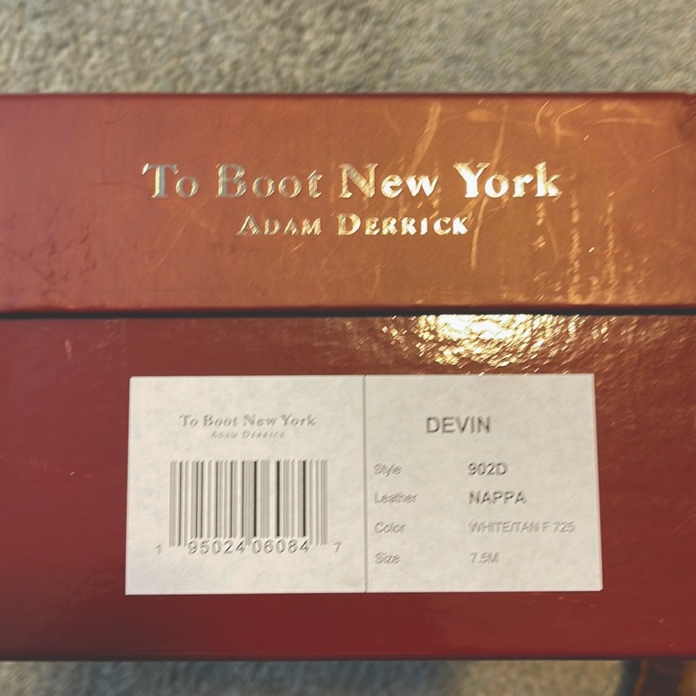 To Boot New York, has only been worn once. 7.5 fits a US 8.5